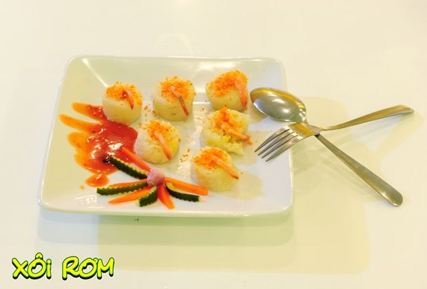 Xôi cuộn tôm