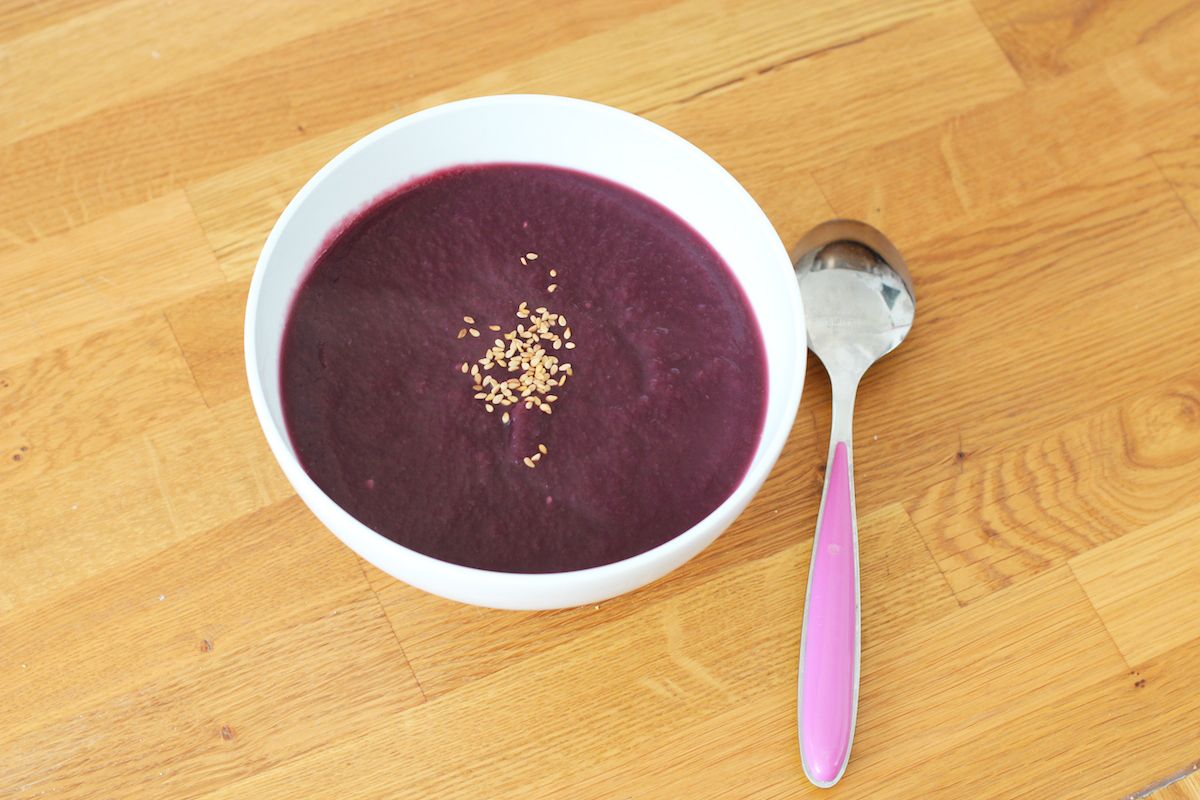 soupe violet velouté betterave healthy recette saine sport choux