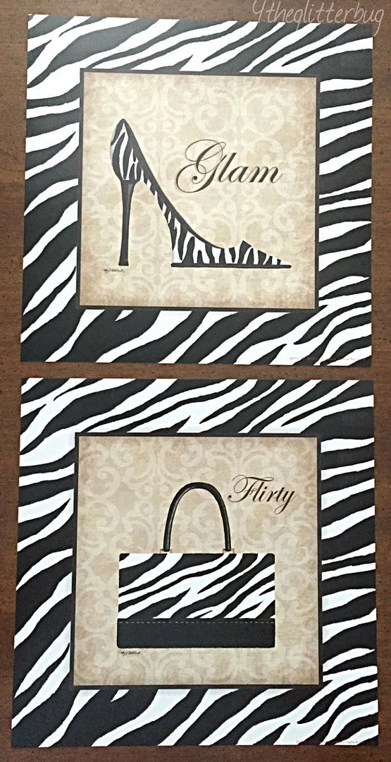2 Animal Zebra Print SHOE & PURSE 8x8 Posters Fashion Wall Decor Heels