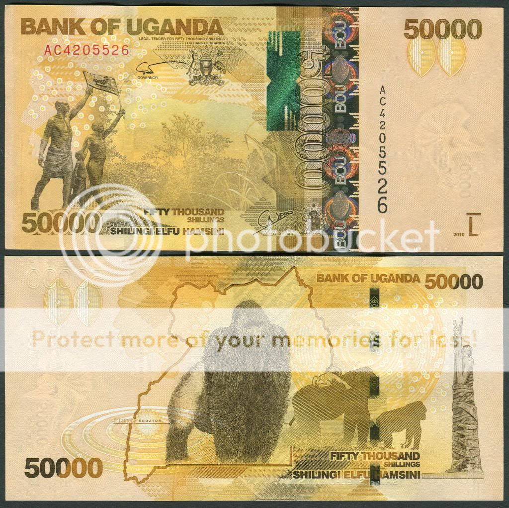 Uganda 50,000 Shillings 2010 UNC**New  