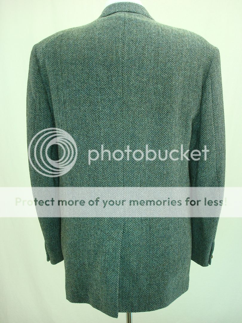   Tweed Herringbone Blazer 46R Blue Grey XL Mod Jacket Prep