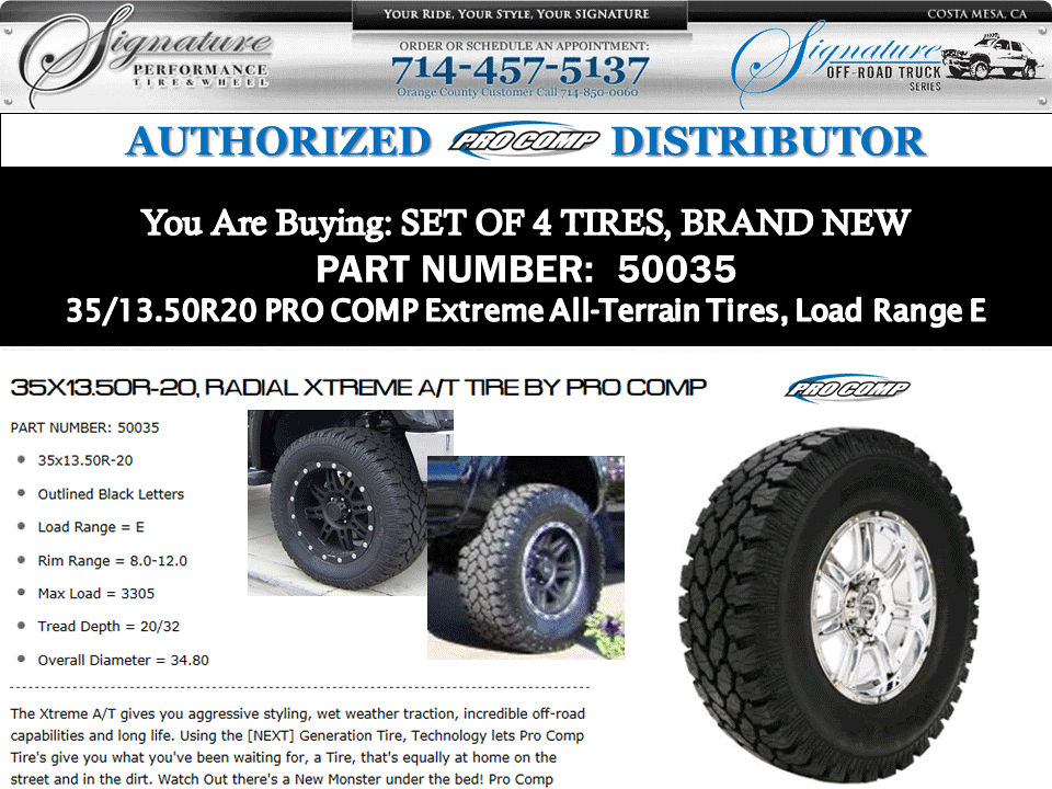 35/13.50R20 Pro Comp Xtreme All Terrain A/T Tires  